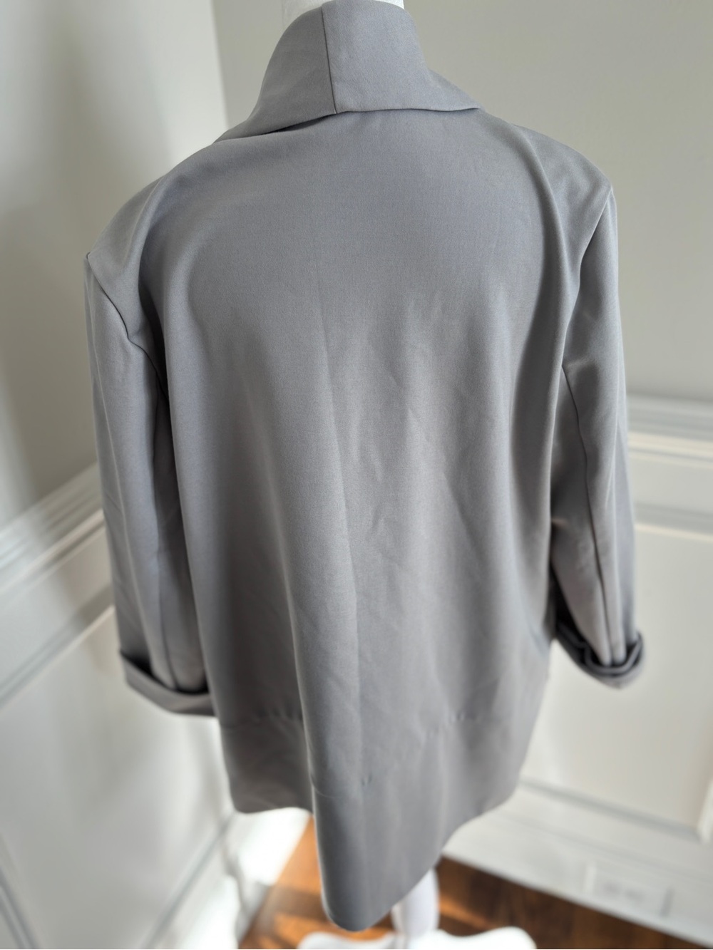 HALARA Gray Open-Front Draped stretchy knit Blazer / jacket / cardigan - Picture 3 of 7